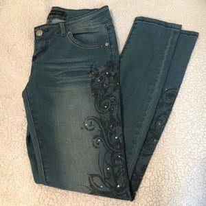 Rue 21 Rhinestone Distressed Skinny Jeans